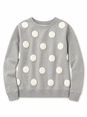 Boden Gray Crewneck Sweater with Cream Polka Dots